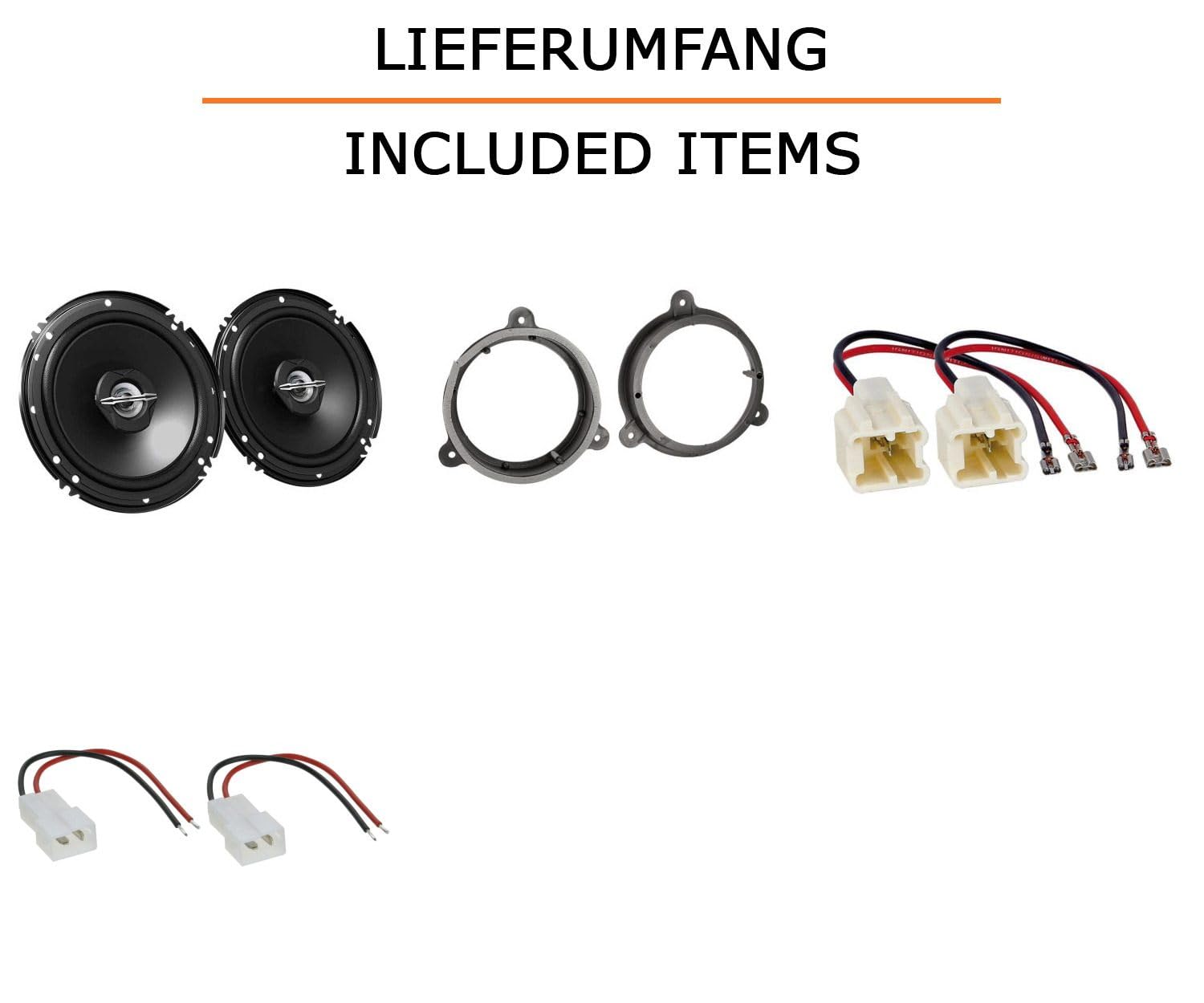 Lautsprecher Boxen Einbaupaket für JVC CS-J620X kompatibel mit Opel Movano B vorne | 2X Tief-Mitteltöner inkl Hochtöner 300W