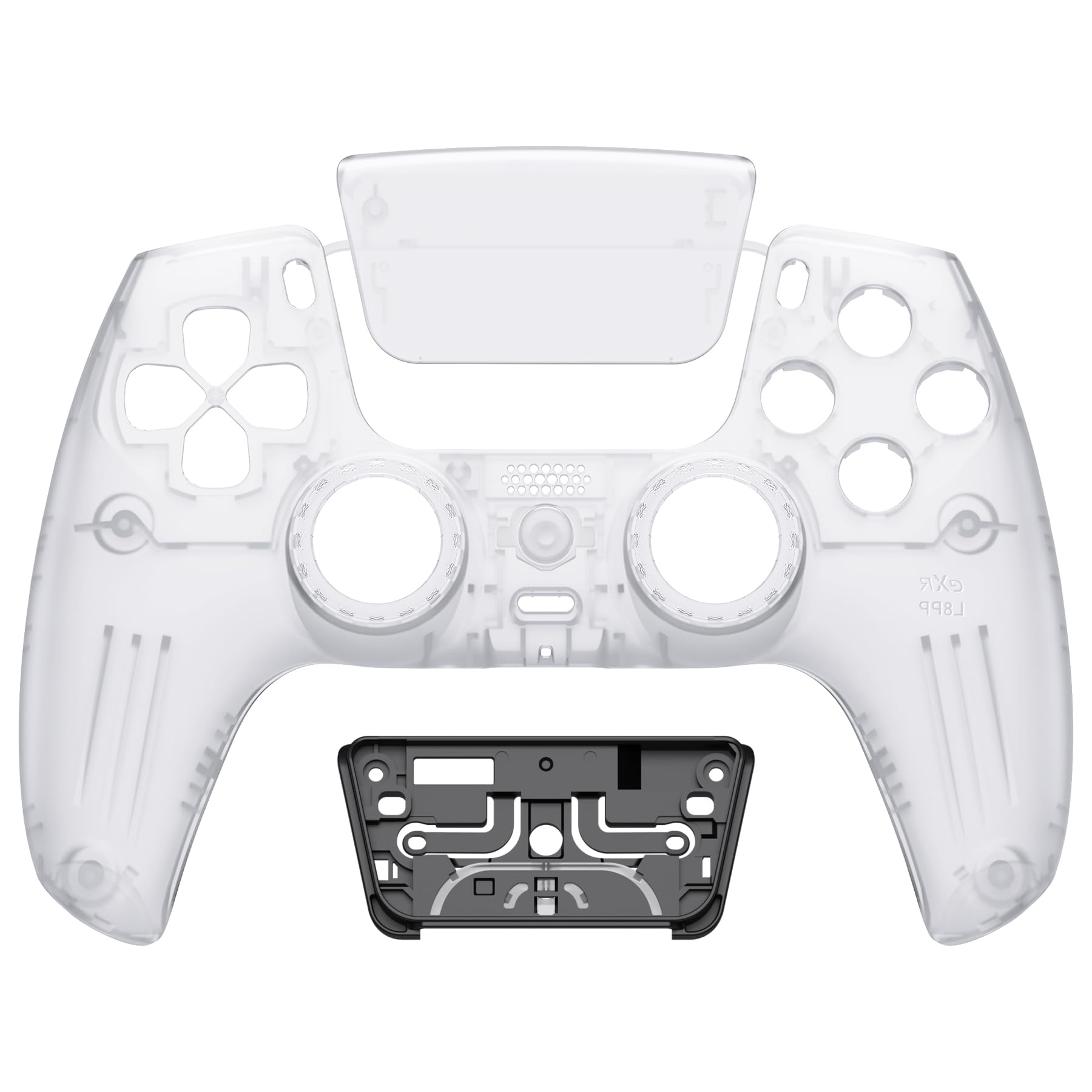 eXtremeRate Luna Cover Frontale Touchpad Ricambio per ps5 Controller,Copertura Custodia Scocca Shell Ridisegnato Anelli Compatibile con ps5 Joystick BDM 010 020 030 040 050 060, Trasparente