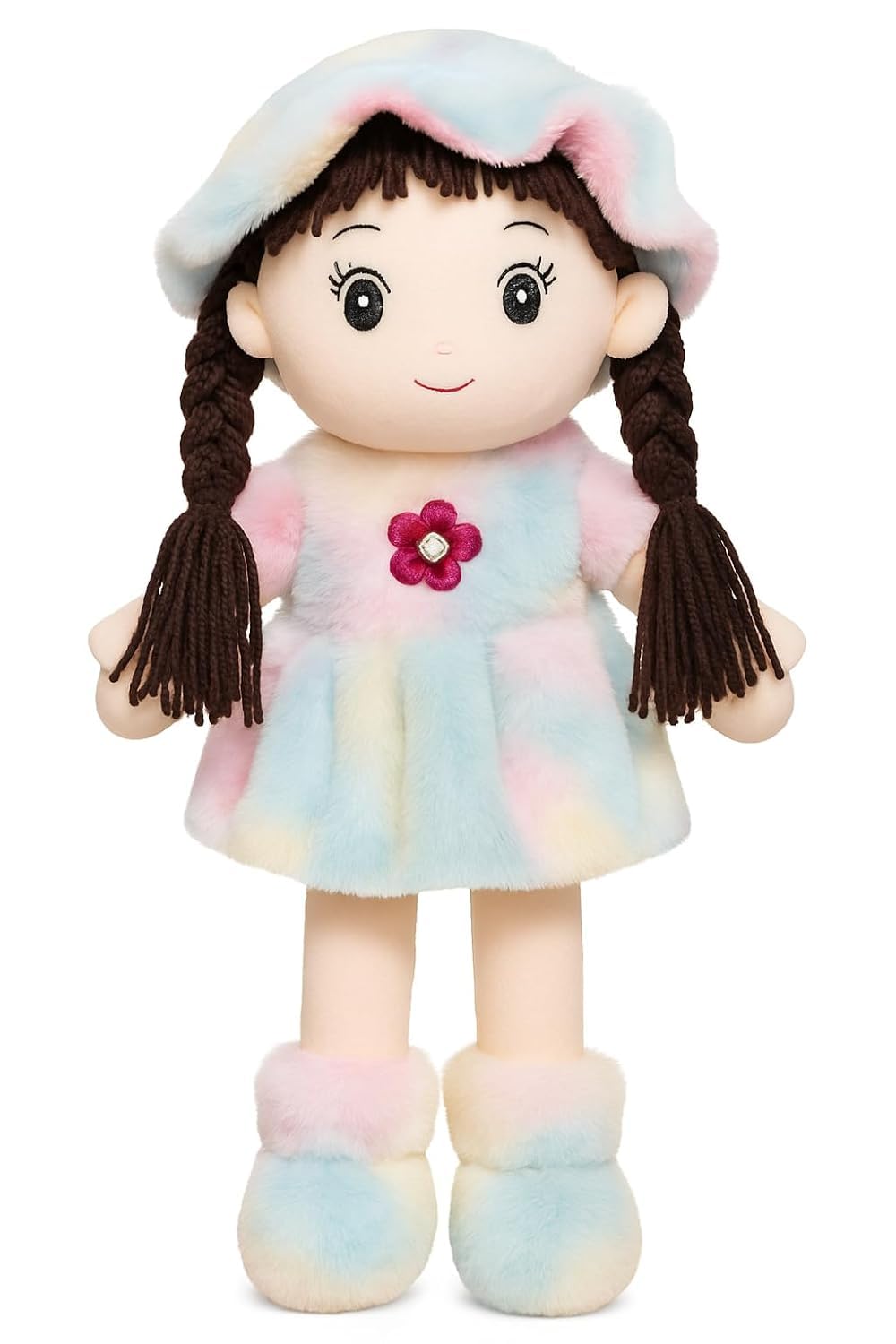 Fun4you Soft Doll for Girls | Cute & Huggable Plush Stuffed Toy | Colorful Cartoon Doll with Hat & Dress Return Gift | Big Kids Soft Toy & Room Décor (Multicolor, 60 cm)-image-35