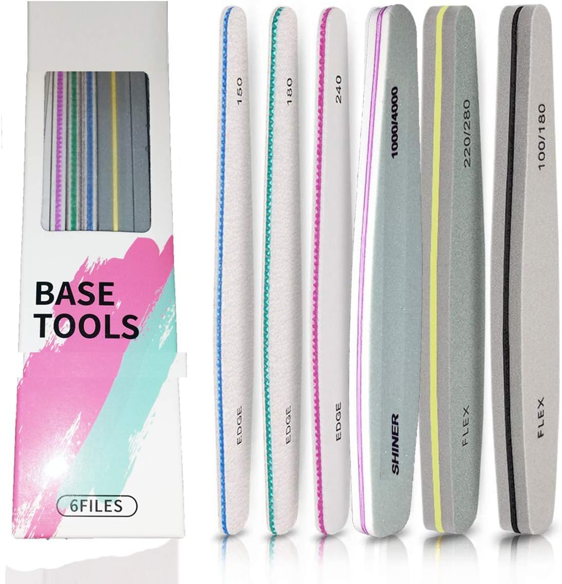 NAILWIND Nail File Nail Buffer, 6 pcs Nails Files and Buffers for Natural Nails, Emery Boards for Nails, Nails Buffer and Shine Kit Nail Filer, Nail Buffer Block 100/180 Grit Nail Files Fingernail Files-image-35