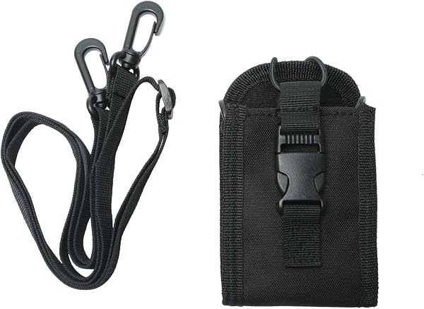 Tactical MOLLE Radio Pouch with Shoulder Strap, Heavy Duty Nylon Walkie Talkie Holste (Black, S) - 3