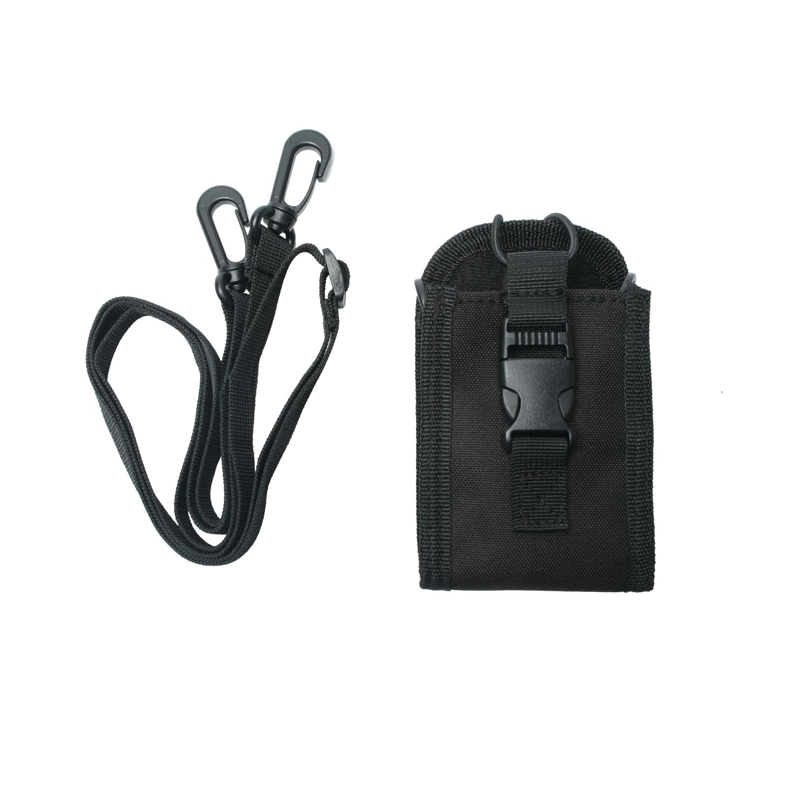Tactical MOLLE Radio Pouch with Shoulder Strap, Heavy Duty Nylon Walkie Talkie Holste (Black, S) — view 3