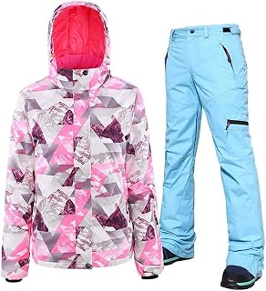 Minicocock Camuflaje Adulto Espesar Doble Snowboard Chaqueta y Pantalones Set esquí de Las Mujeres Traje Rojo (Color : 2, Size : S)