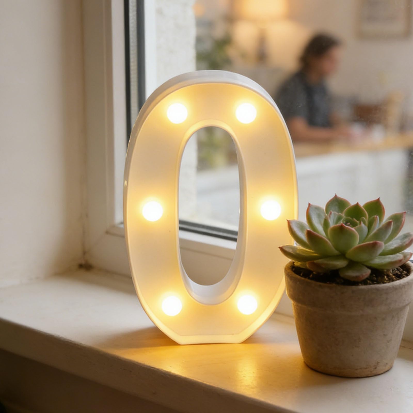 LED Light Up Marquee Letters, Battery Powered Decorative LED Letter Lights, Alphabet Light Up Letters for Wedding Birthday Party,Holiday Lamp or Home Bar Decoration (Number 0 5.51"x8.86"x1.77")
