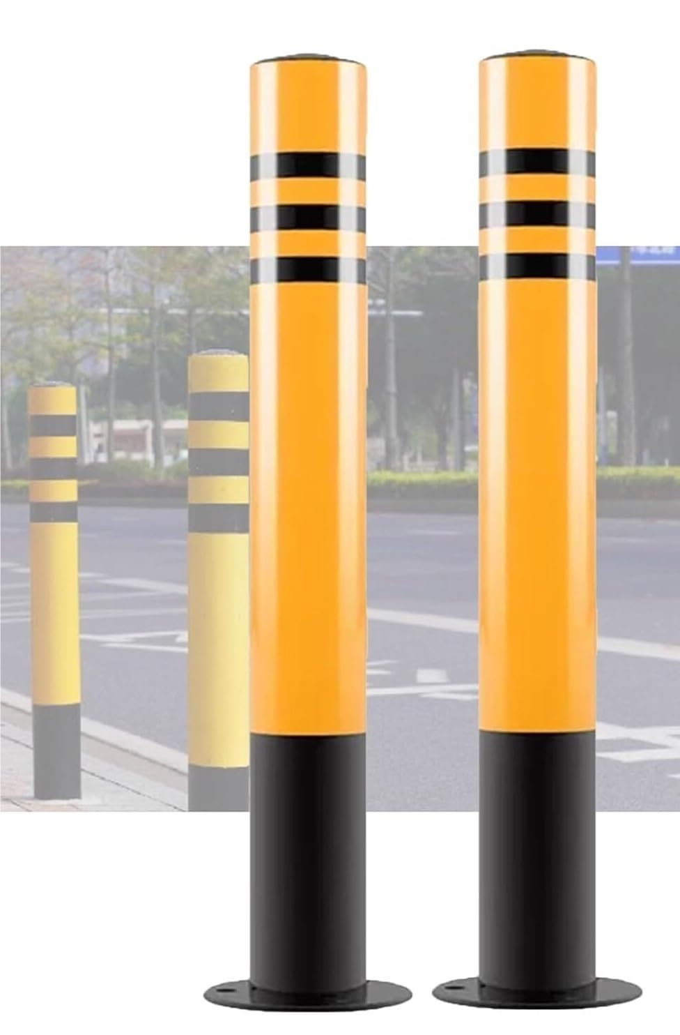 2pcs Durable Security Posts for Driveways - High Visibility Parking Barrier Stanchion Bollard for Enhanced and Protection(75cm)