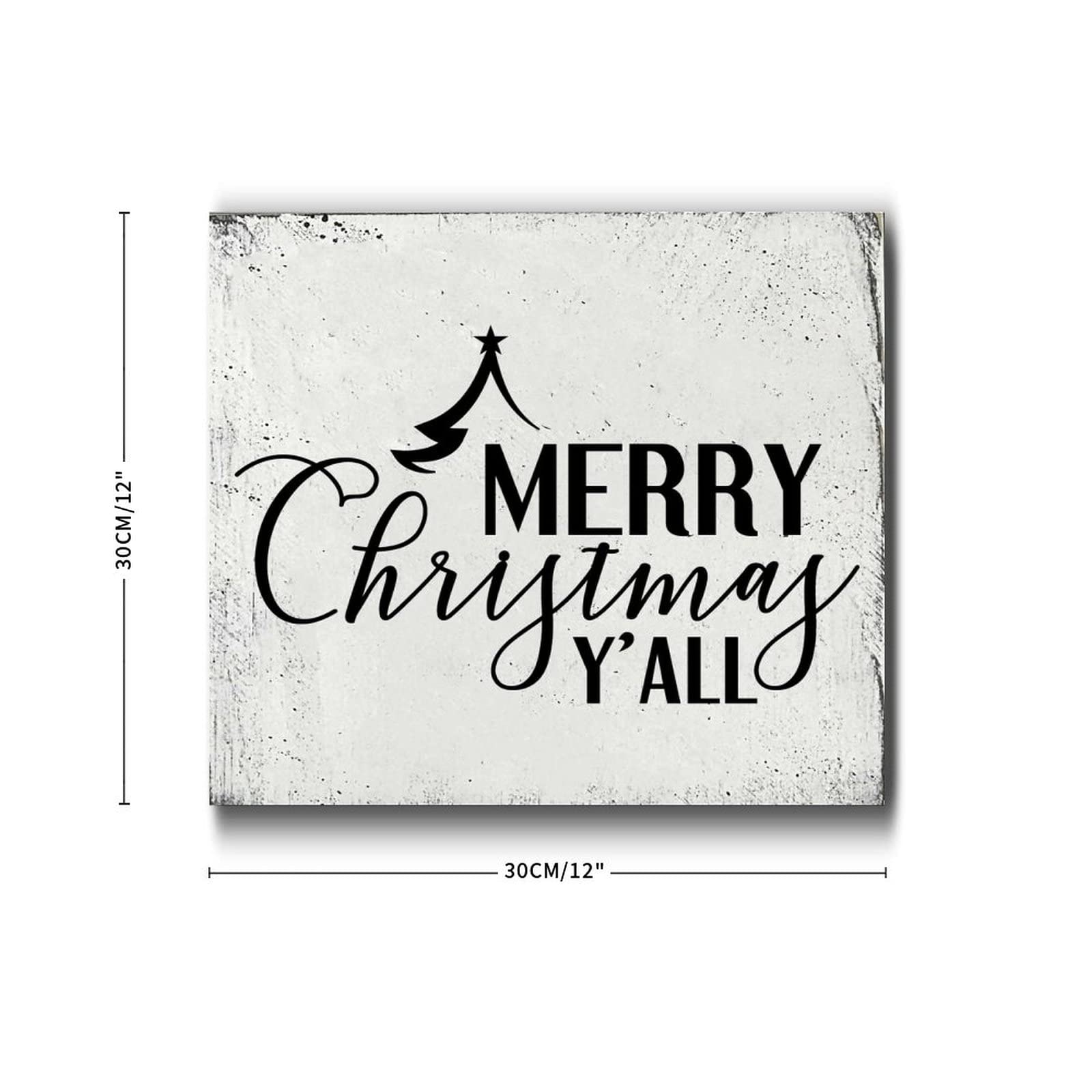 Merry Christmas Y'all Wooden Signs Positive Quotes Lettering Plaque Sign Rustic Wooden Home Wall Sign Wood Door Sign Living Room Sign 12x12in