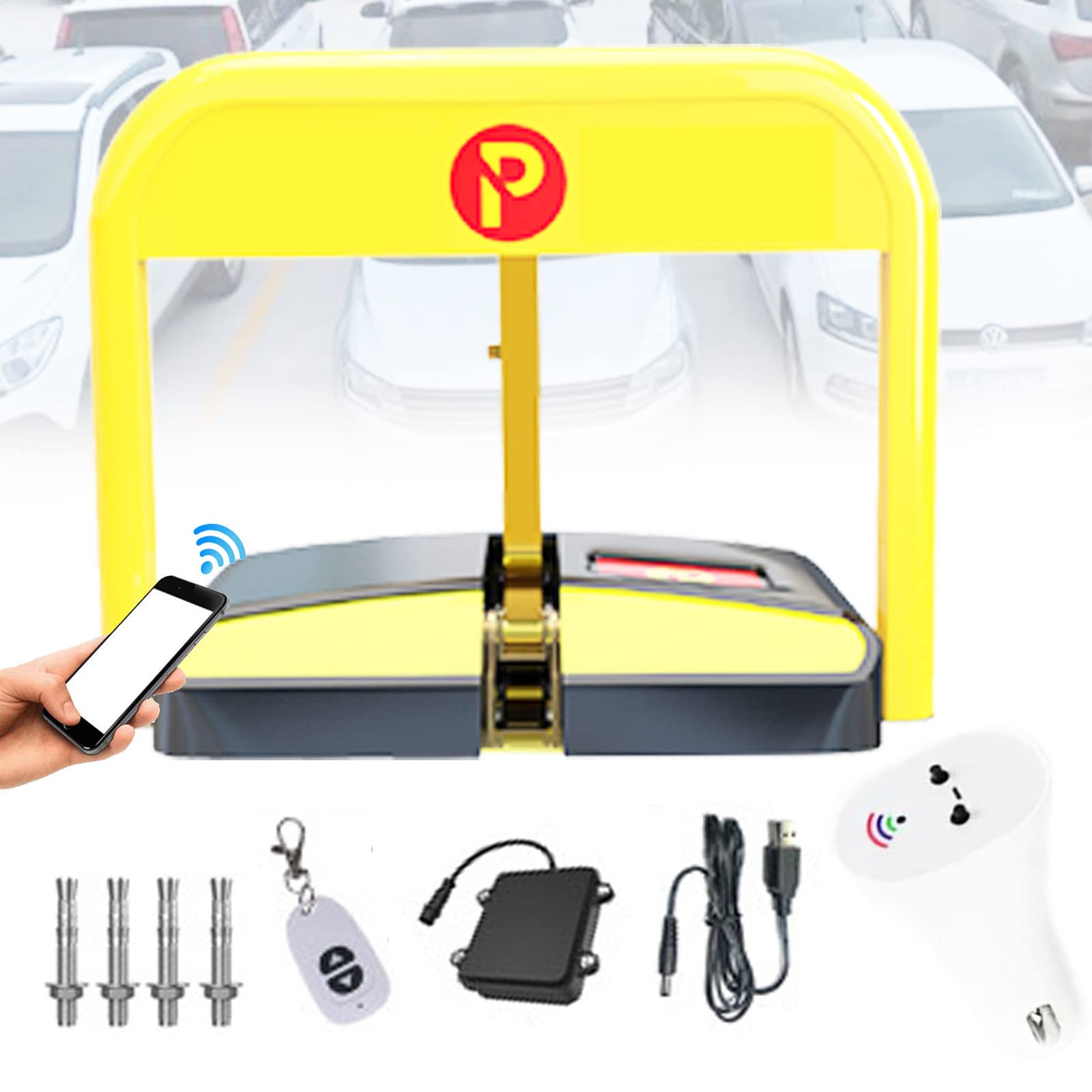 SaryEdge 50M Automatic Remote Control Parking Lock, Parking Space Lock Folding Parking Barrier, Parking Blocks for Home, Business, Office & Commercial,