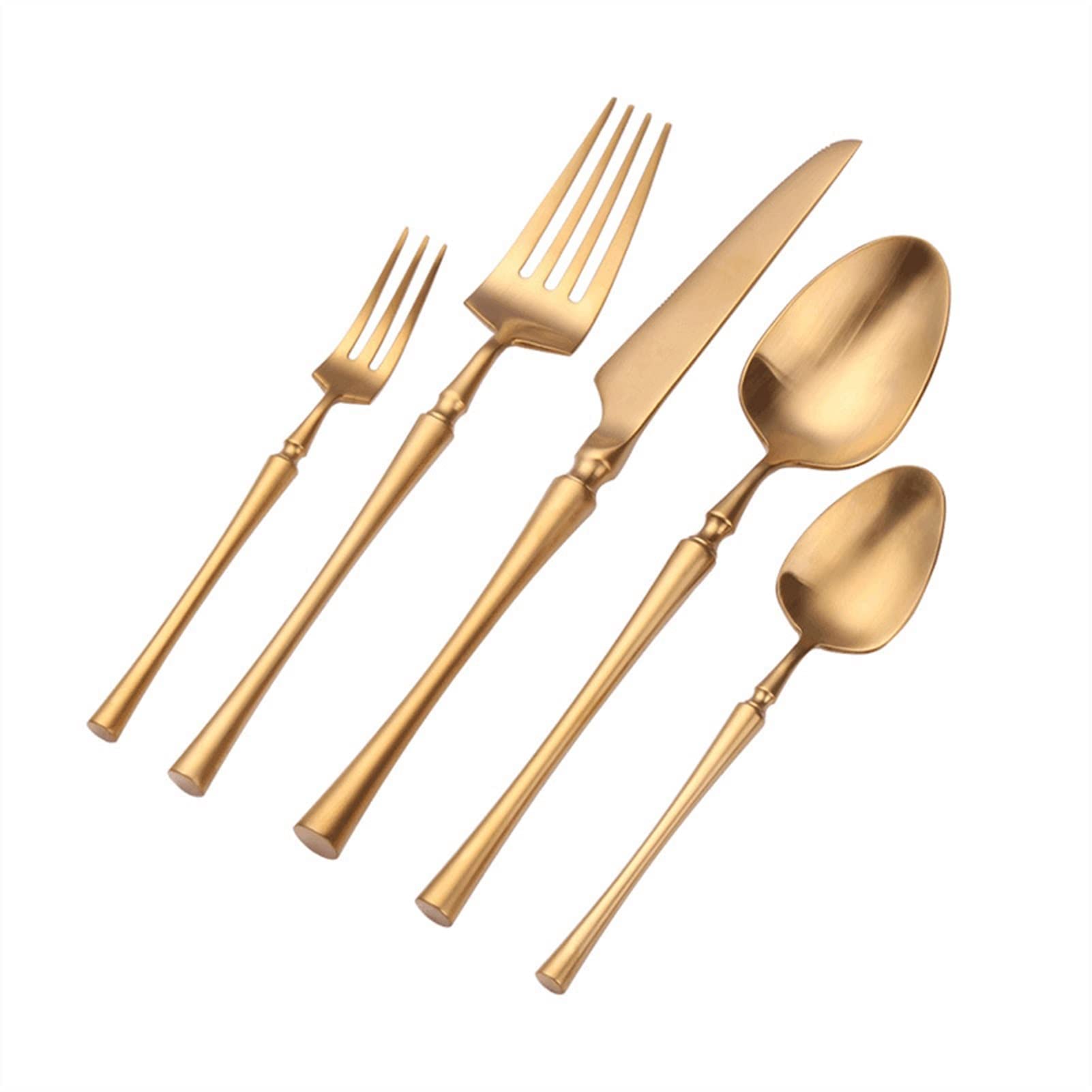 Edelstahlbesteck Besteckset, Bestecksets 5/20-teilig Goldbesteckset 18/10 Edelstahl Besteckset Tafelmesser Löffel Tafelgabel Teelöffel