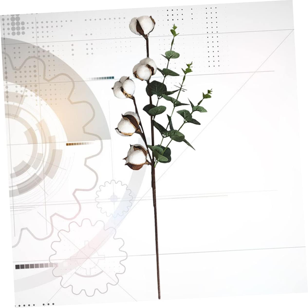 5 Balls Dried Cotton Flower Artificial Eucalyptus Leaf Branch Lifelike Home Decor Floral for Wedding Party