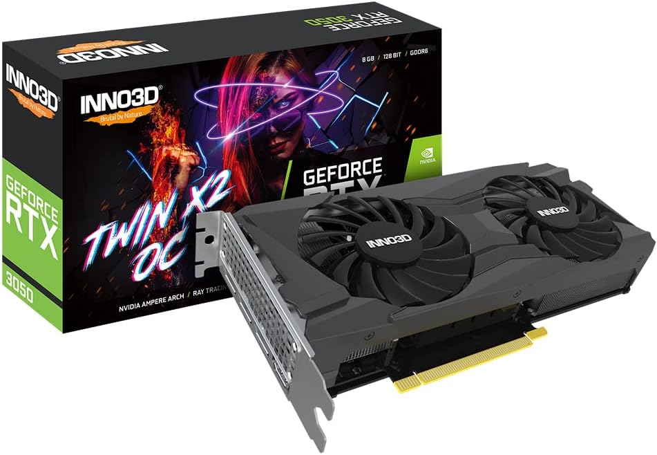 Inno3D GeForce RTX 3050 8GB Twin X2 OC Scheda Grafica - 8GB DDR6, 3X DisplayPort/1x HDMI, N30502-08D6X-11902130