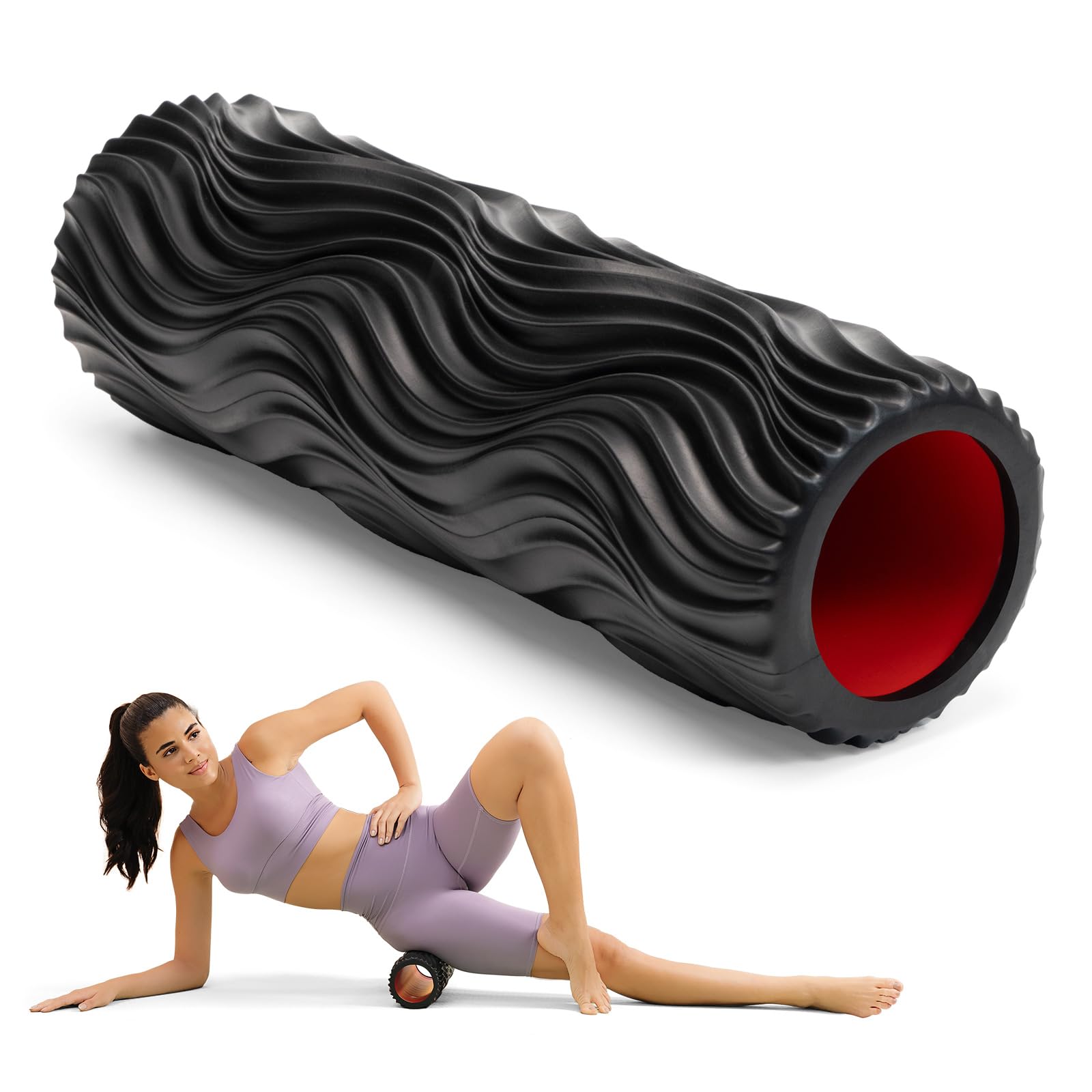 Foam Roller High Density Exercise Roller Deep Tissue Muscle Massage Stretching Relieves Muscle Improves Mobility Fitness Roller for Pilates Yoga Ideal for Athletes, Beginners & Recovery