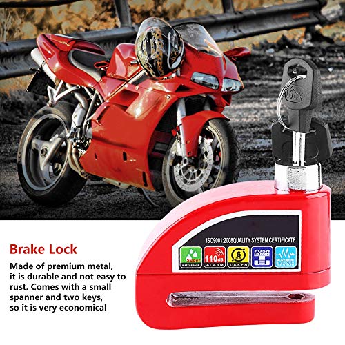 image for Qiilu Alarm Disc Lock, Anti-theft Motorcycle Disc Brake Lock, Security