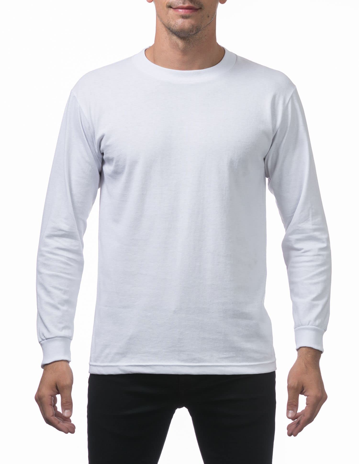 Pro Club Men's Comfort Cotton Long Sleeve T-Shirt, Snow White, XXL