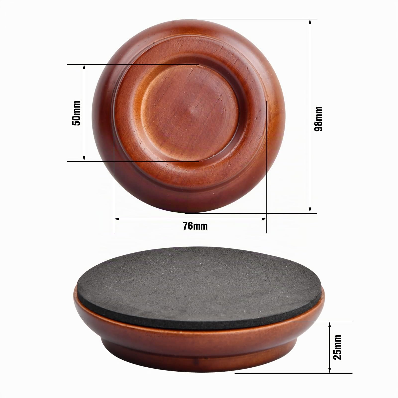 4pc Protection Pieds de Piano, Marron Coupelle en Bois de Piano, Coussinets de Pied de Piano, Protection de Sol pour Piano avec Coussinet, Tampons de Protection pour Pieds de Meuble, Roulette de Piano