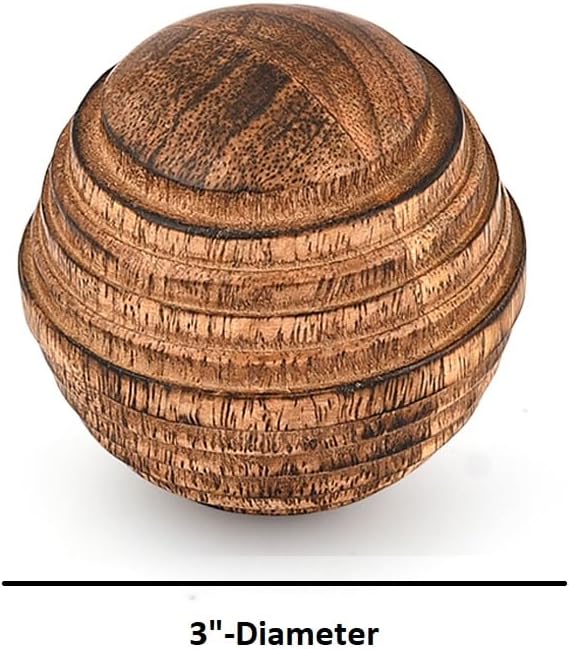 Kimona Decorative Ball Mango Wood Round Balls Set of 3 for Centerpiece or Individual Use (Set of 3), (3" x 3" x 3")