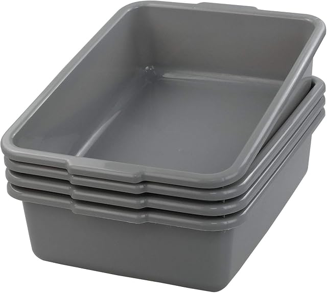 Jandson Grey Plastic Washing Up Bowl, Commercial Bus Boxes, 4 Packs