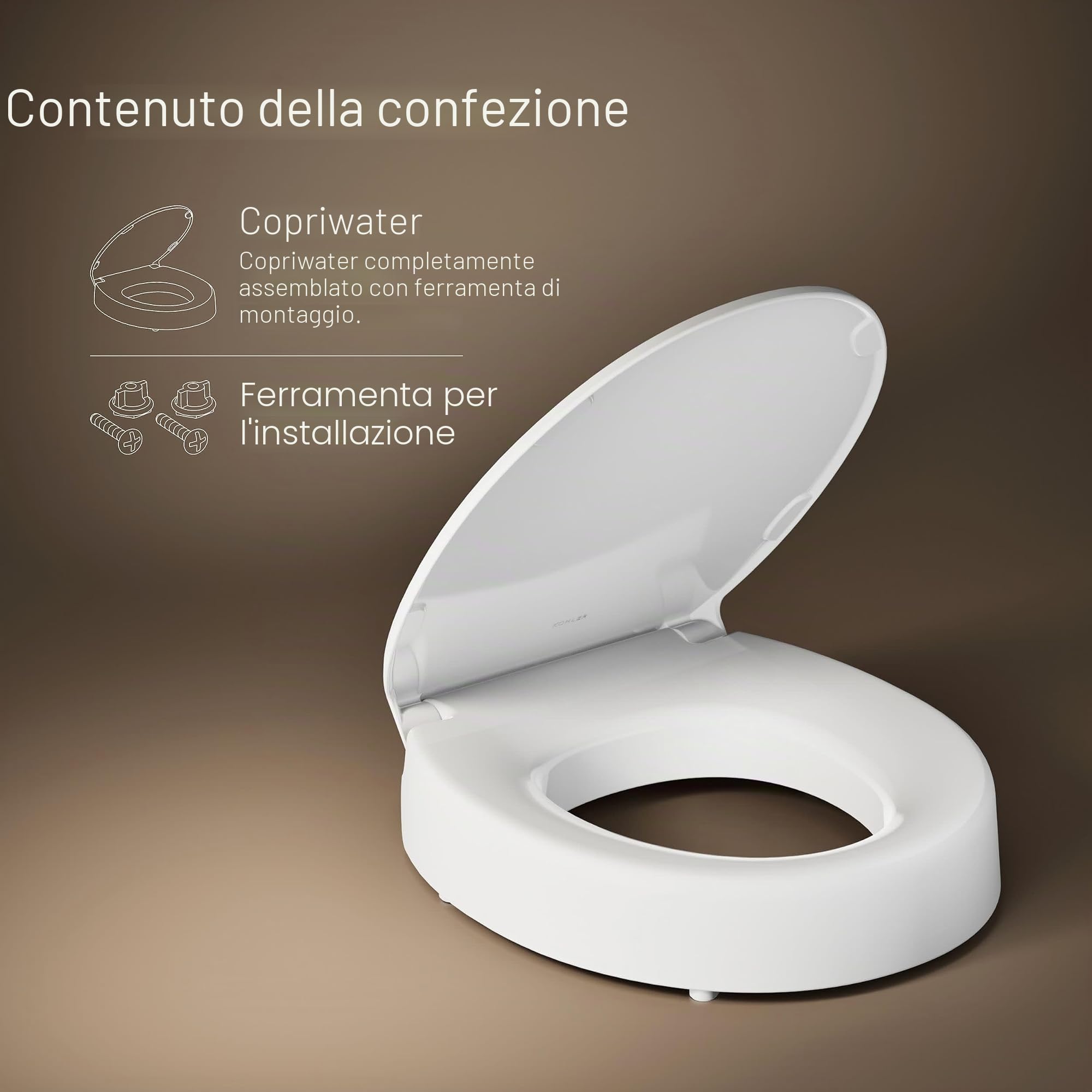 Hyten - Sedile WC rialzato, con chiusura silenziosa, colore: bianco