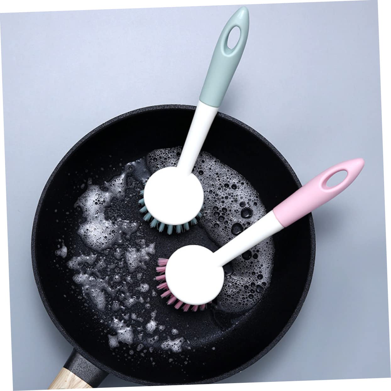 Beavorty Juego De 3 Cepillos para Fregar Platos con Mango para Cocina Cepillos para Fregar Ollas Y Estufas Suaves para El Revestimiento De Ollas Fácil Almacenamiento 2 Unidades X 3