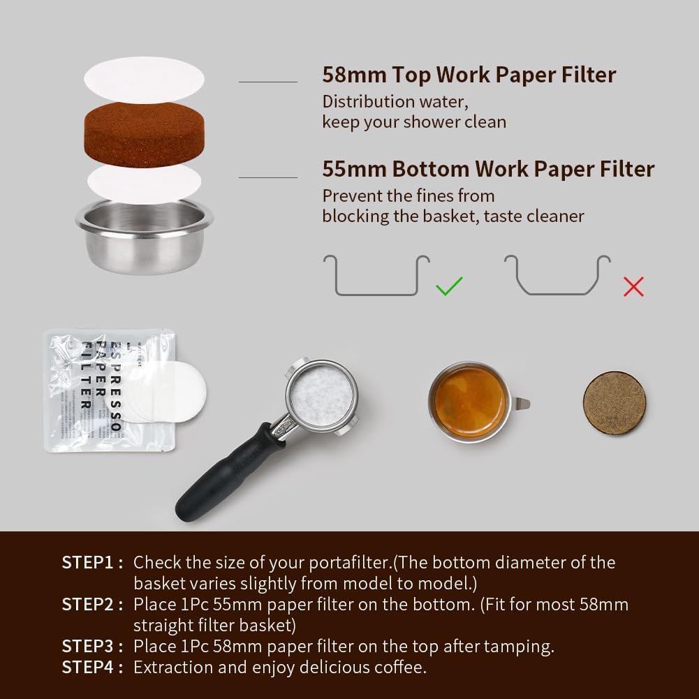 watchget 58mm Espresso Paper Filters, 100 Pcs Disposable Unbleached Coffee Filter Papers for Espresso Machines Puck Screen - Image 3