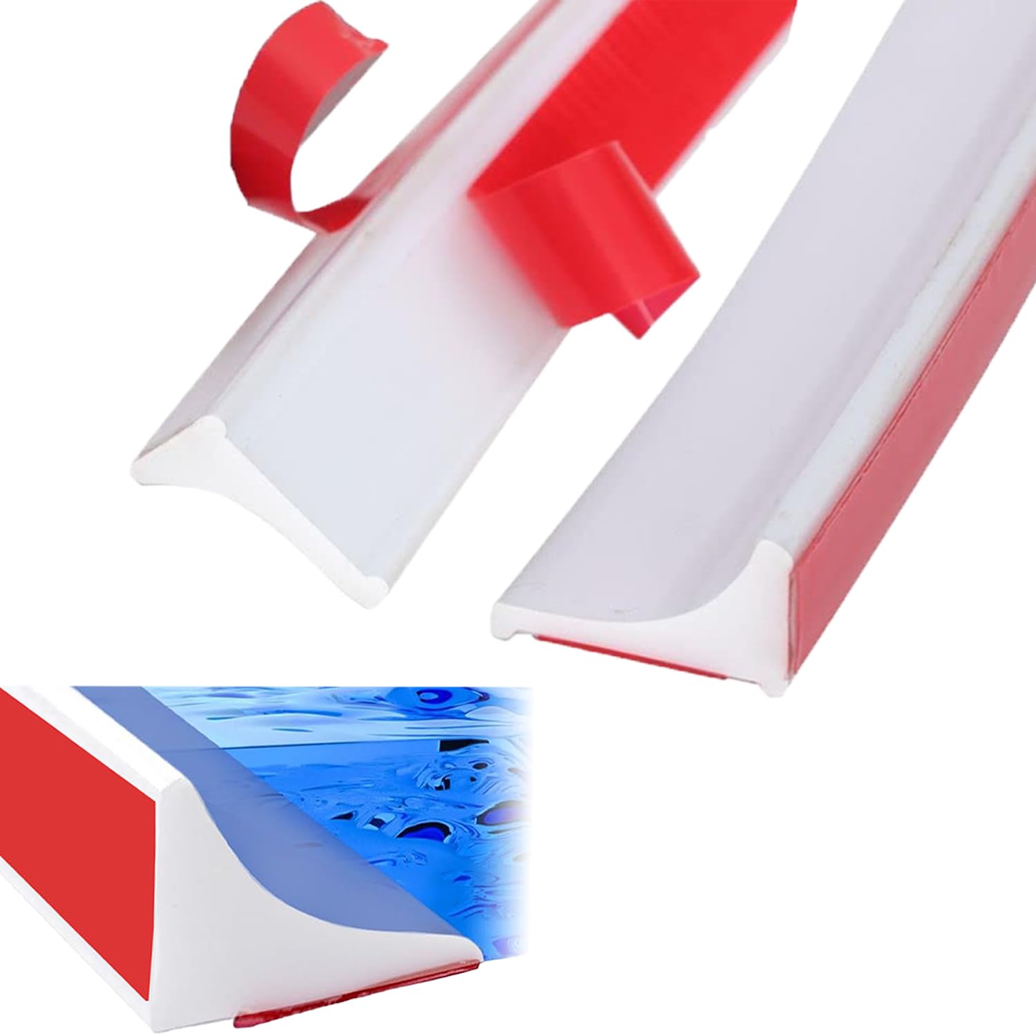 LWGanlan 3.1m White Silicone Wet Room Floor Barrier, Shower Tray Sealing Strip, Self-Adhesive Bendable Waterproof Shower Water Barrier, Edge Caulk Trim for Bathroom Bathtub,Countertop, Kitchen