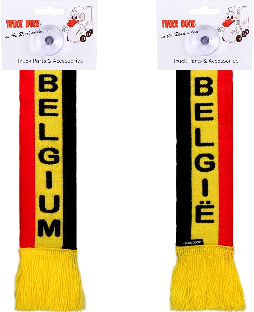 TRUCK DUCK® Truck Car Mini Scarf Belgium België Trucker woven Pennant Flag Window Decoration with Suction Cup