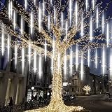 DAHAN Luces de Lluvia de Meteoritos, 30cm, 10 Tubos 240 Luces LED de Carámbano Impermeable, Luces de Lluvia Que Caen, para...