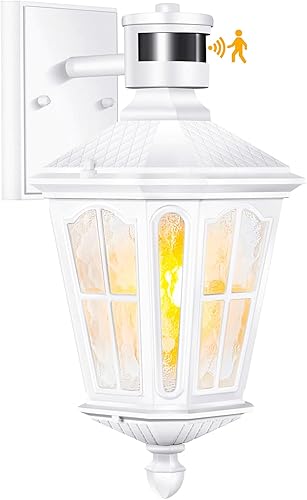 Luces de pared con sensor de movimiento para exteriores, color blanco, del atardecer al amanecer, antioxidantes e impermeables, para porche, patio