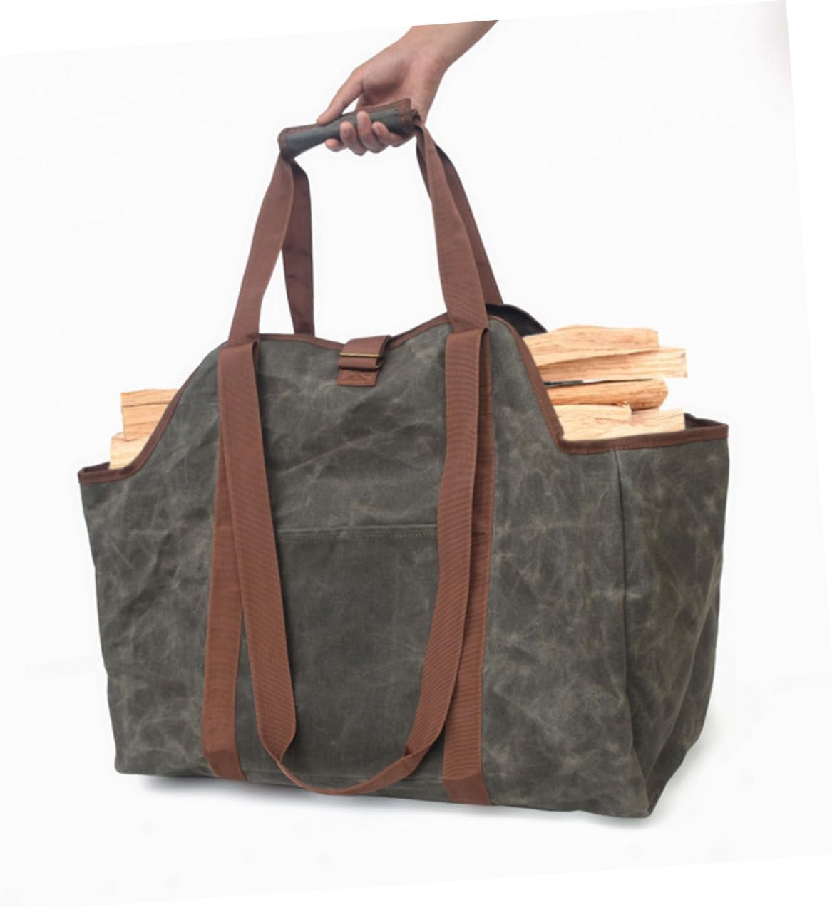 Log Carrier Waxed Canvas Firewood Holder Tote Bag Capacity Storage for Use for Fire Pit Home for Friends Family