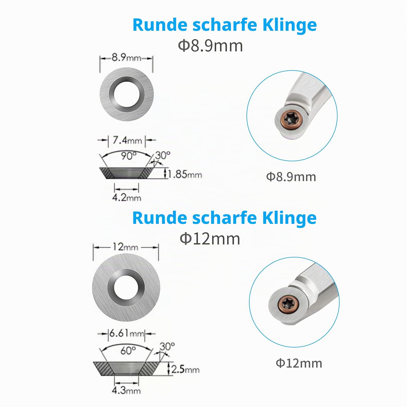 Hartmetall Wendeschneidplatten Set fur DrehmeiBel, 10 Stück CNC Hartmetall Drechselwerkzeuge für Holz Drechselwerkzeug, Hartmetalleinsätze (Vierkant, Rund, Diamant)