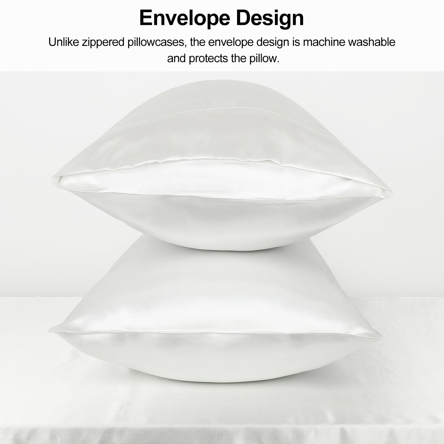 Lirex 2 Pack Satijnen Kussenslopen, Standaard Formaat Zacht Effen Kleur Microfiber Satijnen Kussensloop, Envelop Sluiting Kreukvrij Vervagingsbestendig Ademend (50x90 cm, Wit Lirex 2 Pack Satijnen Kussenslopen, Standaard Formaat Zacht Effen Kleur Microfiber Satijnen Kussensloop, Envelop Sluiting Kreukvrij Vervagingsbestendig Ademend (50x90 cm, Wit