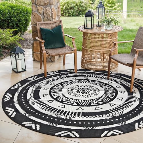 EVOCAMP Outdoor Teppich rund Ø 240 cm, Kunststoffteppich, wetterfest und leicht, Picknickdecke für den Outdoor-Bereich, ...