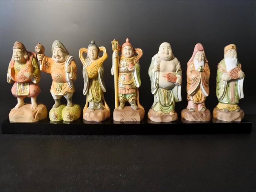 Amazon.co.jp: 七福神 ヒバ淡彩 木製 仏像 状態良好 フィギュア