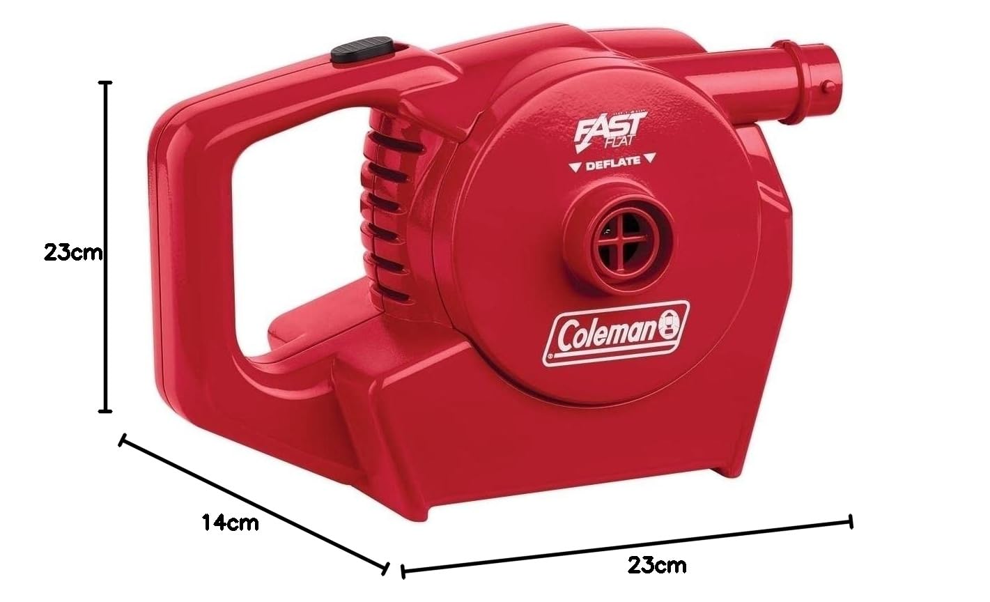 Coleman 2000019878 pompka powietrza do ponownego ładowania, łącznie z ładowarką 12 V i 230 V, kolor czerwony