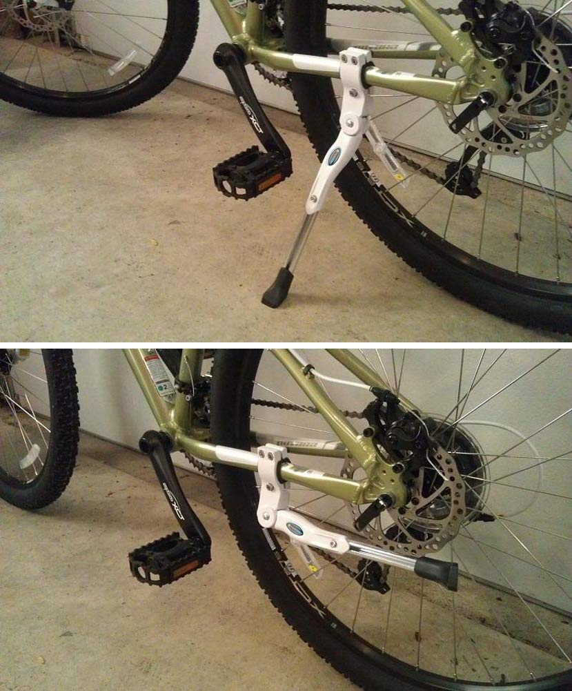 TOPCABIN Regulowana podpórka rowerowa ze stopu aluminium do roweru boczna podpórka pasuje do 22" 24" 26" 26" - biała