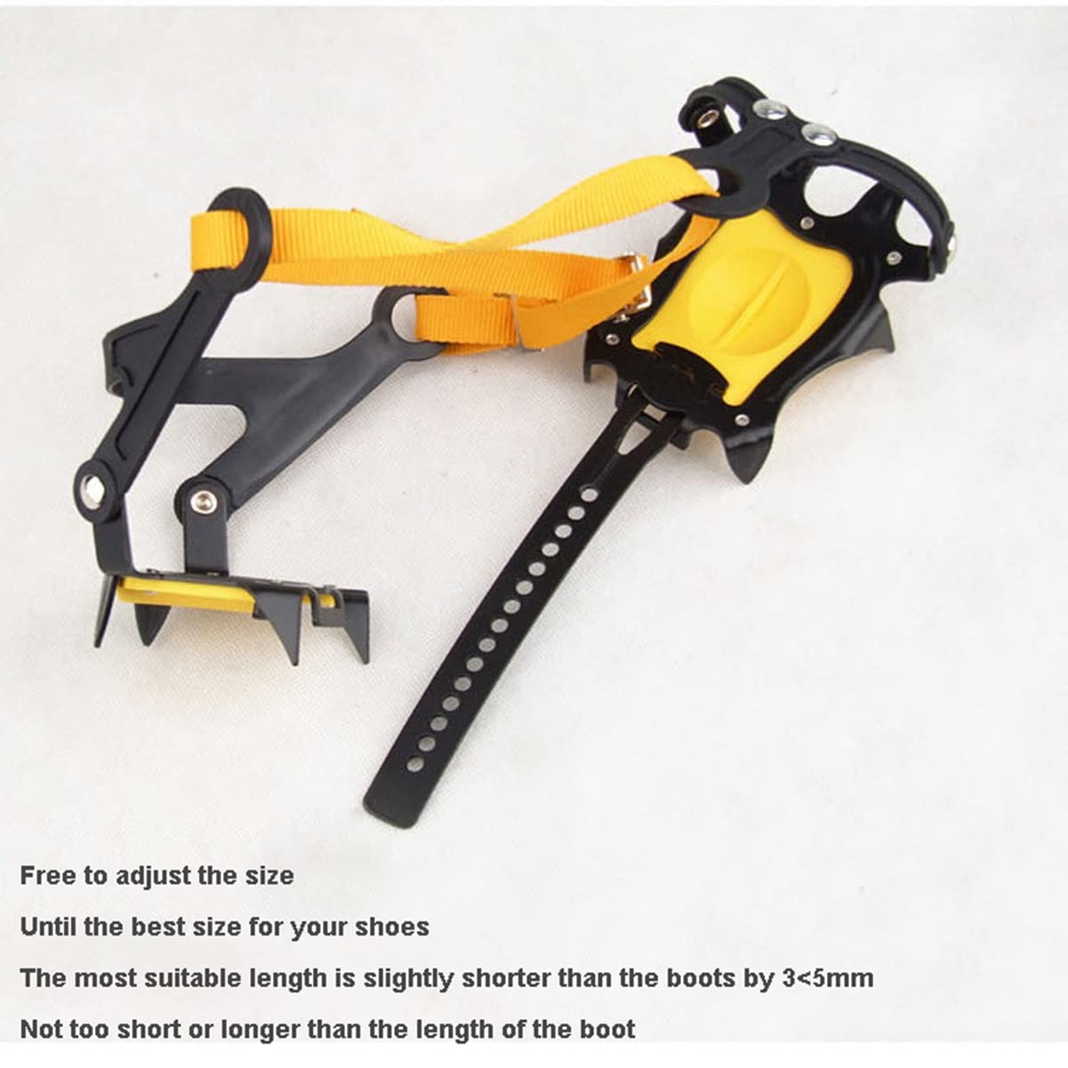 10 dientes antideslizantes garras de hielo, crampones de hielo ajustables, de alta resistencia de acero de hielo Cleat, pinchos de tracción de hielo para los zapatos y las botas para la nieve y el bar