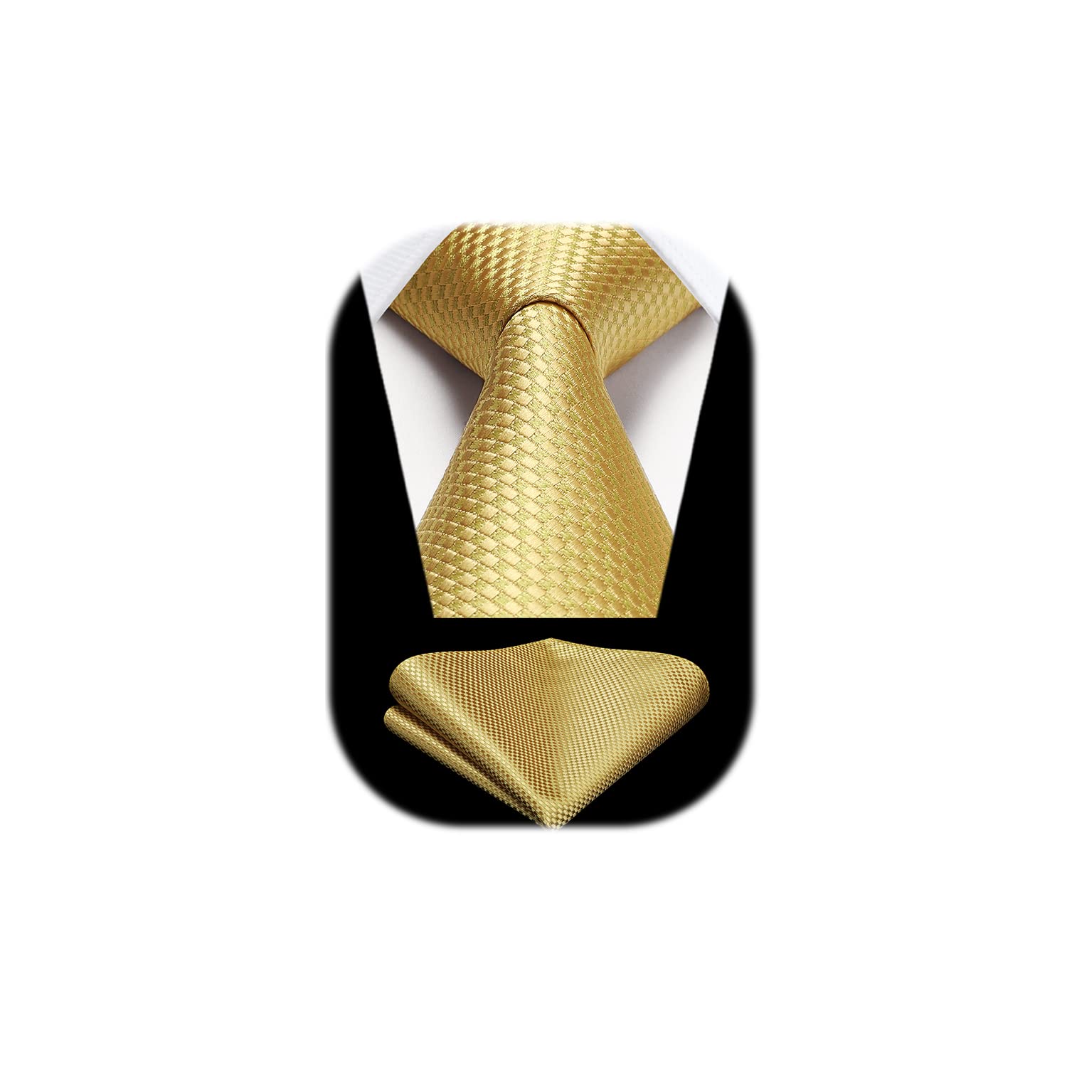 HISDERN Men's Wedding Tie and Handkerchief Houndstooth Check Plaid Tie Party Business Formal Necktie & Pocket Square Set…