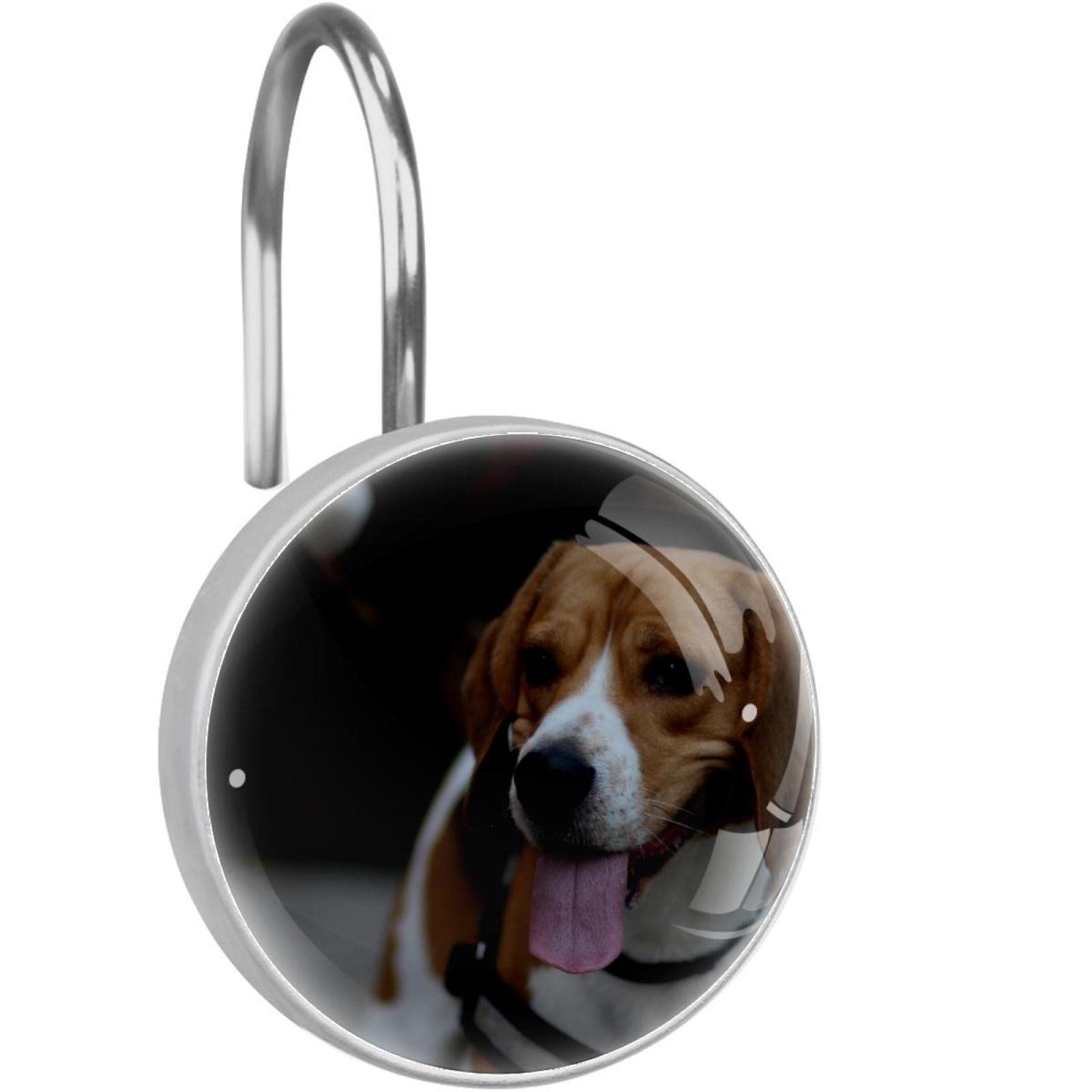 Anneaux de suspension anti-rouille pour rideau de douche motif Beagle