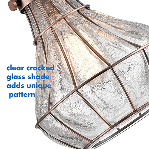 Image of YUBOLE Vintage Pendant Light Red Copper Crack Glass Shade Wire Cage