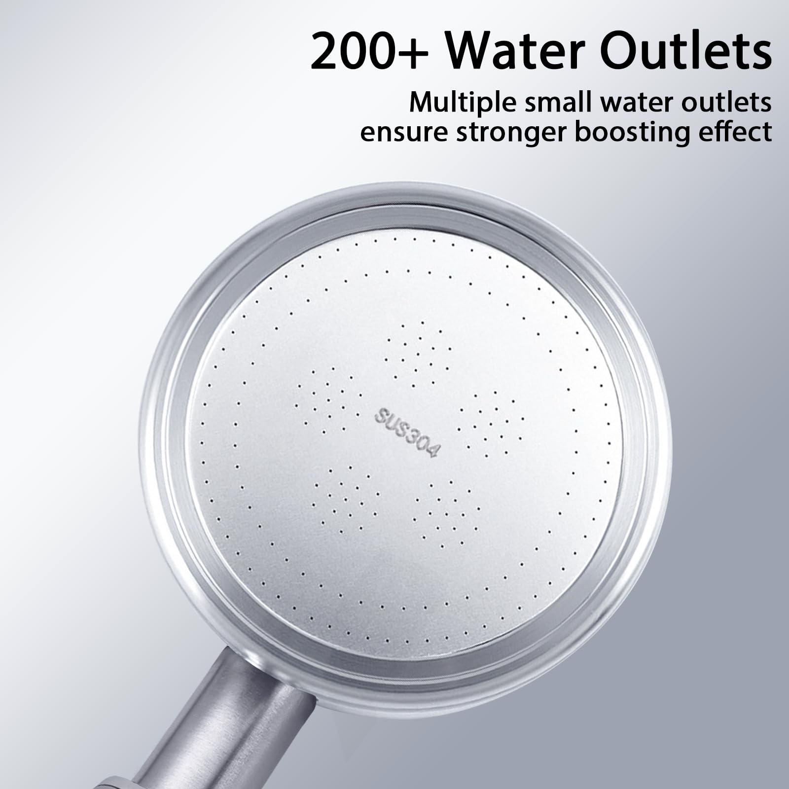 Shower Head (200+ Water Outlet 304 Stainless Steel) High Pressure Design, Powerful Shower Head for Low Water Pressure - Image 2