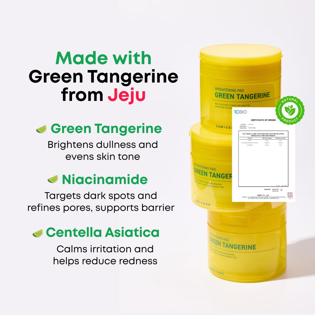Green Tangerine Radiant Tone Up Pads – Korean Toner Pads with Niacinamide, Centella Asiatica & Vitamin C, Dark Spot Corrector, Tone-Up & Hydrating Face Toner 50 Pad - Image 3