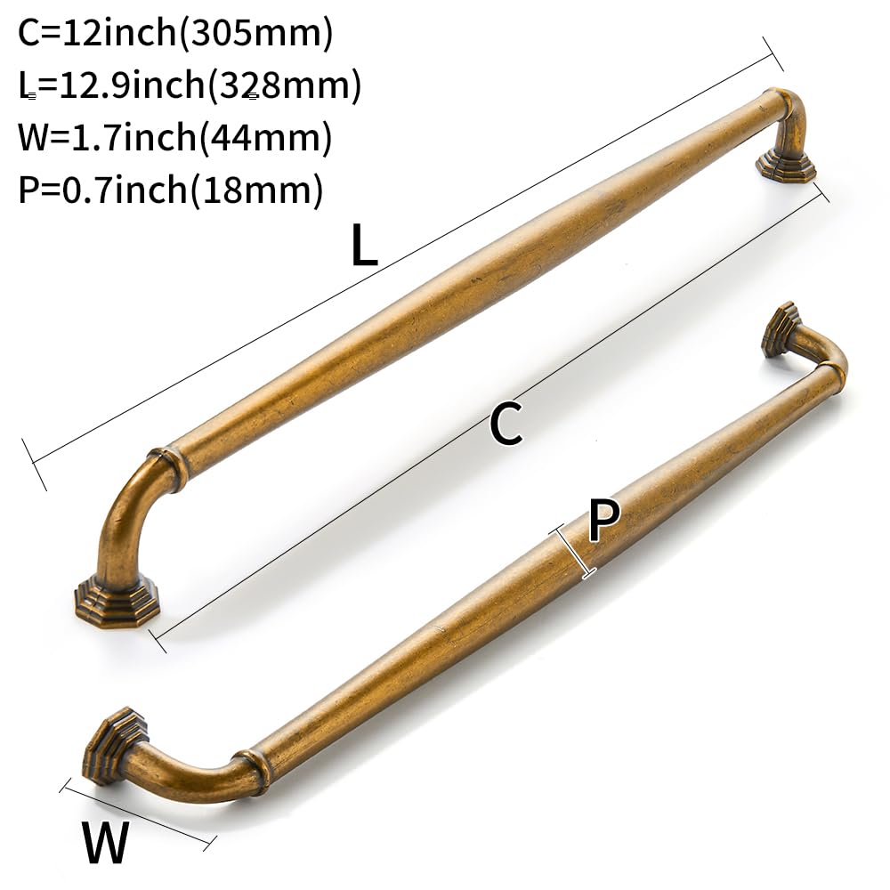 KHTUMEWARE-80324 Antique Brass Appliance Pulls CTC 12 in (305 mm) in Antique Brass — KHTUMEWARE