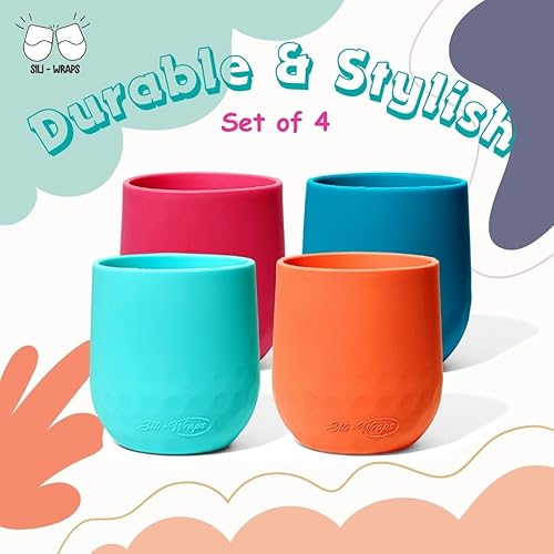 Miniatura 2 de Sili Wraps Copas de vino de silicona irrompibles  Vasos reutilizables para fiestas, camping, playas y barcos  100% silicona  Juego de 4  Sin BPA,