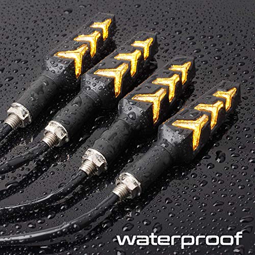 Image of NTHREEAUTO Sequential Motorcycle Flame Turn Signals, Front LED Light 12V Blinkers