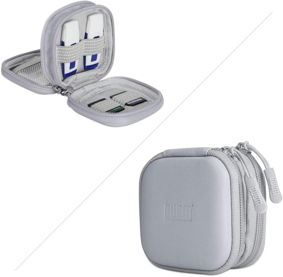 BUBM USB Flash Drive Case,Portable Waterproof Electronic Accessories Bag for USB Flash Drives, SD Cards,Earphone and Other Small Accessories 3.35 x 3.35 x 1.77 Inch,Grey