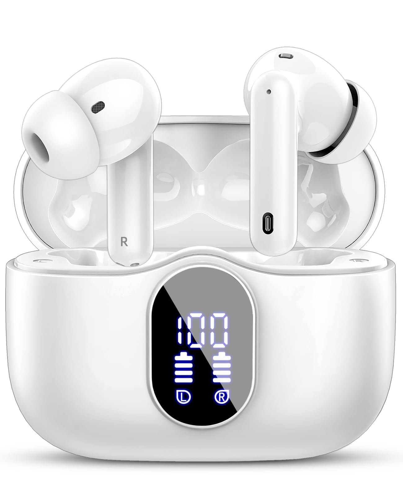 Btootos Wireless Earbud Bluetooth Headphones with 4 Mic, LED Power Display Bluet