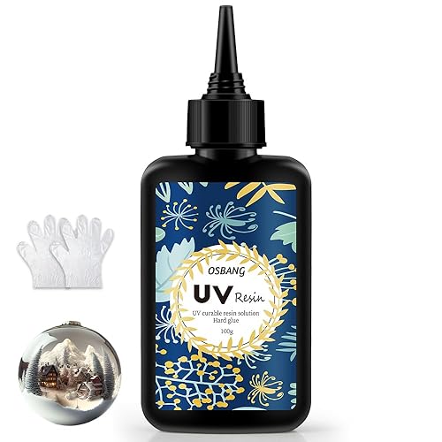 OSBANG Resina epoxi dura de curado UV transparente de 3.53 oz, fórmula mejorada de resina UV, kit de pegamento activado por energía solar, resina de