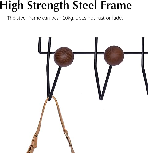Miniatura 2 de BJTDLLX Práctico perchero de madera montado en la pared, moderno colgador de pared ganchos de caramelo con bolas de madera de nogal macizo pintadas,