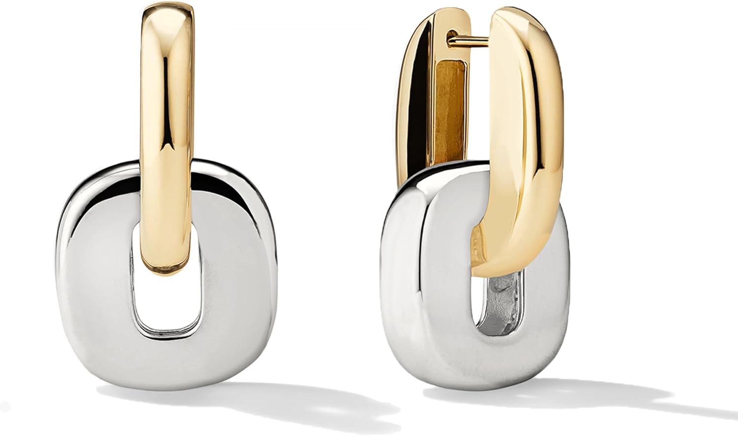 NOKMIT Chunky Hoop Earrings for Women, Trendy 14K Gold Silver Tone Bold Geometric Paperclip Link Earrings, High Polish Hypoallergenic Statement Jewelry Gifts