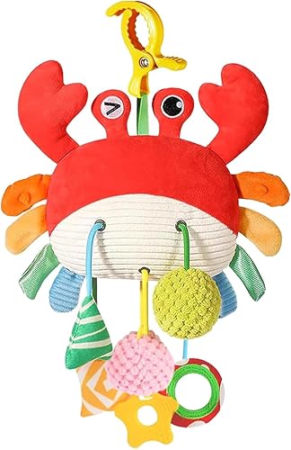 Miniatura 1 de Juguetes de asiento de automóvil para bebés de 0 a 6 meses, juguetes de asiento de automóvil colgantes con abrazadera, espejo, campana, sonajeros,