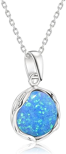 Miniatura 25 de 925 Sterling Silver Gemstone Necklace Women - Gemstone Pendant Necklace Silver- Birthstone Necklace - Silver Jewelry for Women- Minimalist Jewelry